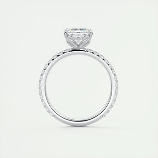 Anillo de compromiso con diamantes Asscher de 1,0 a 3,0 ct con engaste pavé