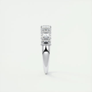 1.80 CT Emerald Shaped Moissanite Half Eternity Wedding Band