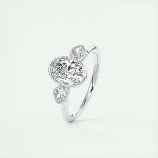 1.91 CT Oval Shaped Moissanite Three Stone Engagement Ring