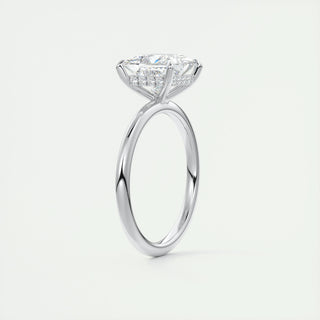 2.08 CT Princess Shaped Moissanite Hidden Halo Engagement Ring