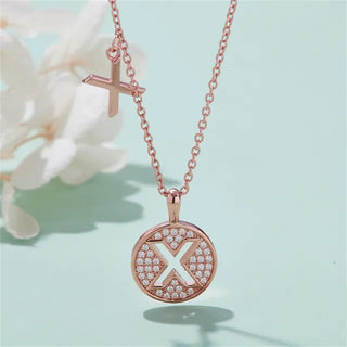 Collier avec diamants et moissanite en forme de lettre « X » pour elle