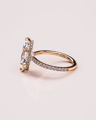 Bague de fiançailles avec diamants Marquise CVD de 1,09 à 3,09 ct sertis pavé de halo caché