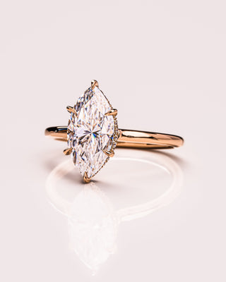 0.90-3.0 CT Marquise  CVD Diamond Hidden Halo Engagement Ring