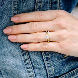 Round Brilliant Cut Moissanite Half Eternity Wedding Band