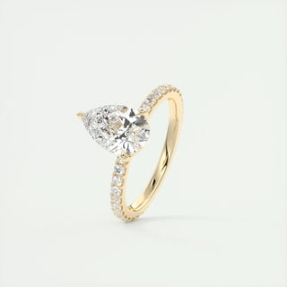 2ct Pear F- VS1 Diamond Pave Engagement Ring