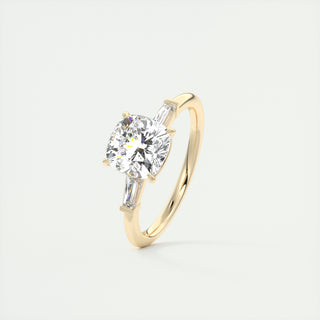 Bague de fiançailles solitaire en diamant et moissanite à trois pierres de 2,0 ct