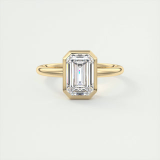 2.15CT Emerald Cut Moissanite Bezel Solitaire Engagement Ring - ELITE CARAT