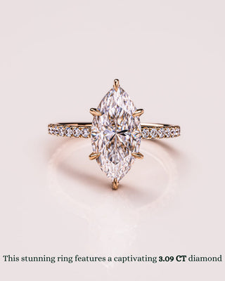 Bague de fiançailles avec diamants Marquise CVD de 1,09 à 3,09 ct sertis pavé de halo caché