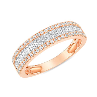 Alliance de mariage à micro-serrage de diamants CVD baguette et ronds de 0,80 TCW