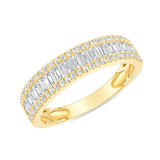 0.80 TCW Baguette & Round CVD Diamond Micro Setting Wedding Band