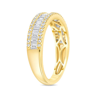 Alliance de mariage à micro-serrage de diamants CVD baguette et ronds de 0,80 TCW