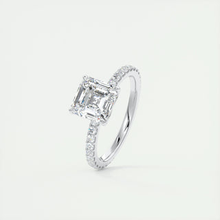 1.0-3.0 ct Asscher Diamond Engagement Ring With Pave Setting