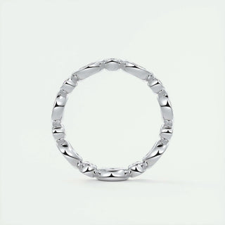 0.98 TCW  Marquise & Round CVD Diamond Bezel Setting Wedding Band