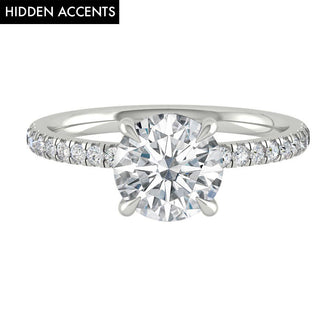 Bague de fiançailles avec halo caché en diamant et moissanite ronde de 1,85 ct