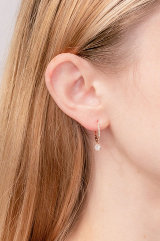 0.60 TCW Round Moissanit Halo Drop Earrings