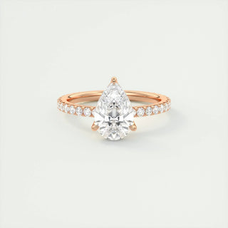 2ct Pear F- VS1 Diamond Pave Engagement Ring