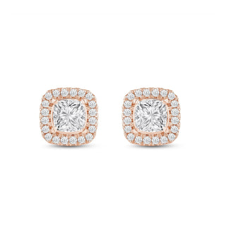 Boucles d'oreilles à tige en diamant et moissanite taille coussin pour elle