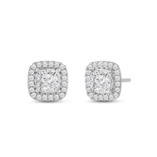 Boucles d'oreilles à tige en diamant et moissanite taille coussin pour elle