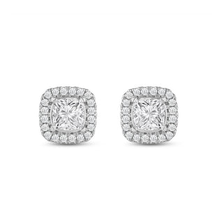 Boucles d'oreilles à tige en diamant et moissanite taille coussin pour elle