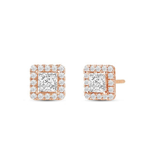 Boucles d'oreilles à tige en diamant et moissanite taille princesse pour elle