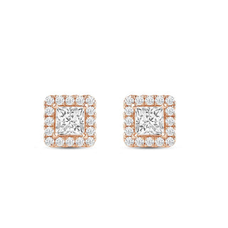 Boucles d'oreilles à tige en diamant et moissanite taille princesse pour elle