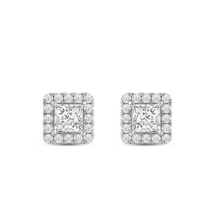 Boucles d'oreilles à tige en diamant et moissanite taille princesse pour elle