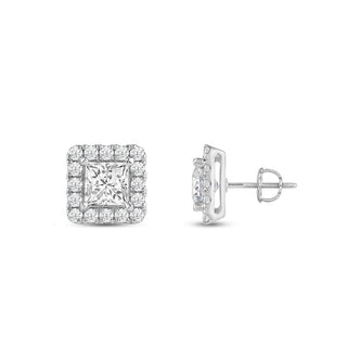 Boucles d'oreilles à tige en diamant et moissanite taille princesse pour elle