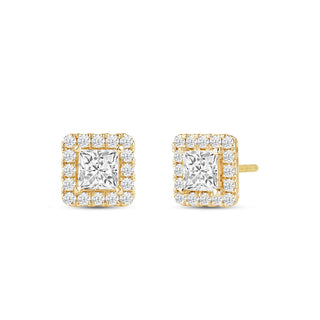 Boucles d'oreilles à tige en diamant et moissanite taille princesse pour elle