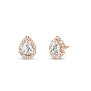 Boucles d'oreilles à tige en forme de poire avec halo de diamants et moissanite pour femmes