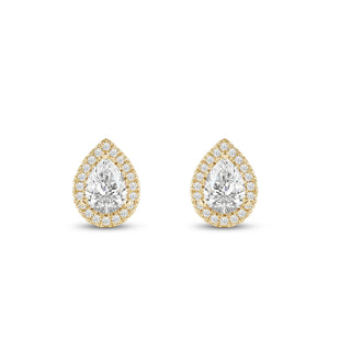 Boucles d'oreilles à tige en forme de poire avec halo de diamants et moissanite pour femmes