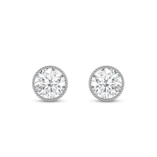 Boucles d'oreilles à tige vintage en diamant et moissanite à taille ronde de 2,0 ct pour elle