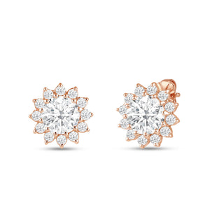 Boucles d'oreilles à tige en diamant halo de moissanite à taille ronde de 2,50 ct pour elle