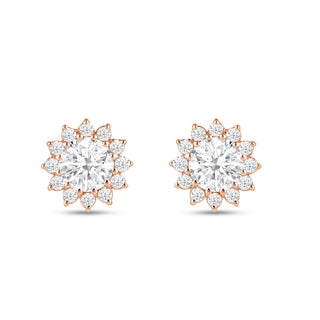 Boucles d'oreilles à tige en diamant halo de moissanite à taille ronde de 2,50 ct pour elle