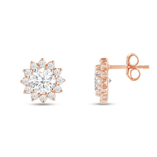 Boucles d'oreilles à tige en diamant halo de moissanite à taille ronde de 2,50 ct pour elle