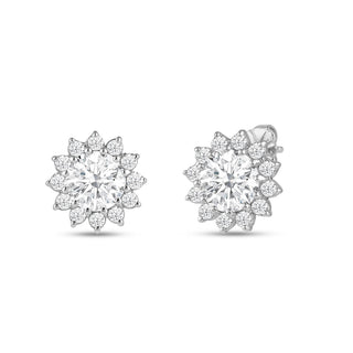 Boucles d'oreilles à tige en diamant halo de moissanite à taille ronde de 2,50 ct pour elle