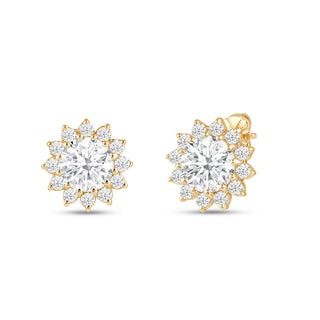 Boucles d'oreilles à tige en diamant halo de moissanite à taille ronde de 2,50 ct pour elle