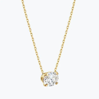 Collier avec diamant solitaire en moissanite taille ovale de 0,25 à 1,0 ct