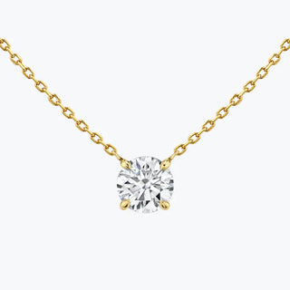 Collier avec diamant solitaire taille brillant rond de 0,25 à 1,0 ct et moissanite