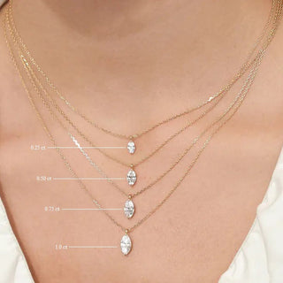 Collier solitaire en diamant avec moissanite marquise de 0,25 à 1,0 ct