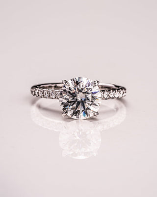 1.0 - 2.50  CT Round  CVD Diamond Pave Setting Engagement Ring