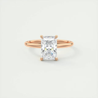 1.0 CT-3.0 CT Radiant F- VS1 Diamond  Engagement Ring With Hidden Halo Setting