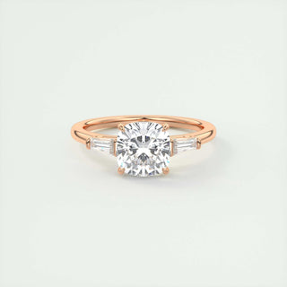 2ct Cushion F- VS1 Diamond 3 Stones Engagement Ring