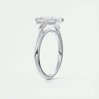 1.91 CT Emerald Cut Three Stone Moissanite Engagement Ring