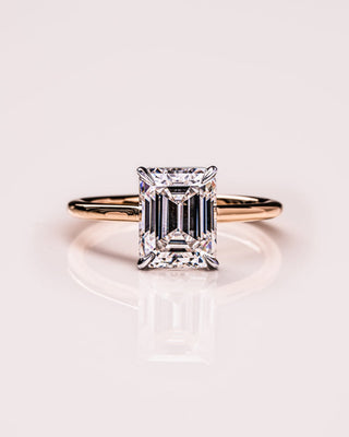 Bague de fiançailles solitaire avec diamant CVD et émeraude de 1,50 à 3,30 ct