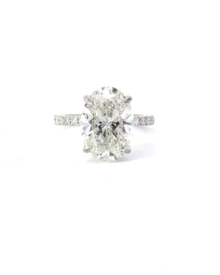 1.50 -5.62 CT Oval CVD Diamond Pave Setting Engagement Ring