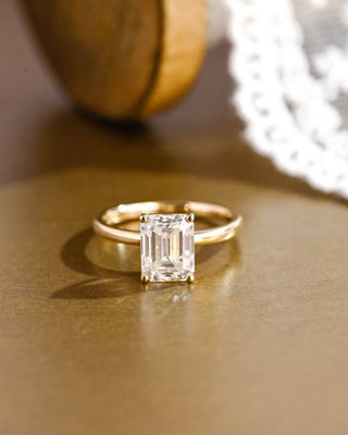 Bague de fiançailles solitaire avec diamant CVD émeraude de 1,0 CT à 3,0 CT