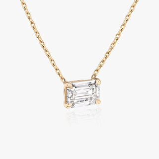 Collier avec diamant solitaire émeraude de 0,25 CT à 1,0 CT F/VS cultivé en laboratoire