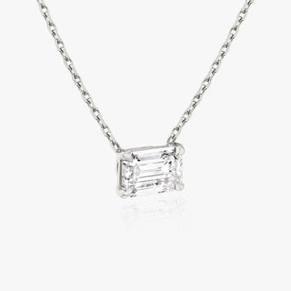 Collier avec diamant solitaire émeraude de 0,25 CT à 1,0 CT F/VS cultivé en laboratoire