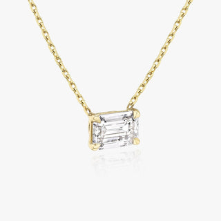 Collier avec diamant solitaire émeraude de 0,25 CT à 1,0 CT F/VS cultivé en laboratoire