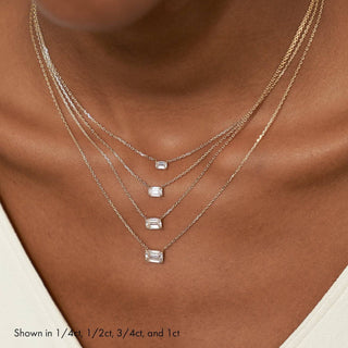 Collier avec diamant solitaire émeraude de 0,25 CT à 1,0 CT F/VS cultivé en laboratoire